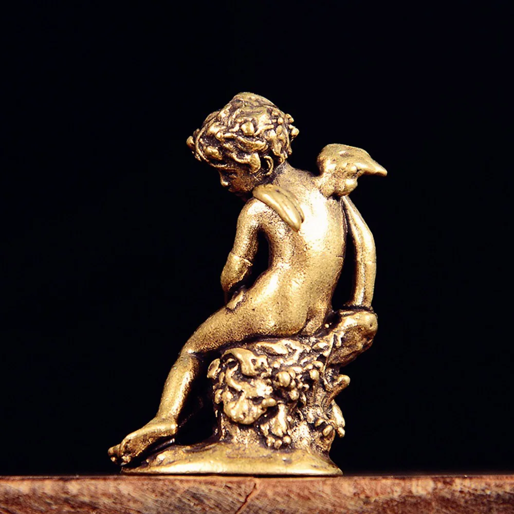 Vintage Brass Cupid Figurines Tiny Angel Statues Delicate Mode Ornaments Mini Home Office Desktop Decoration Blessing Gift