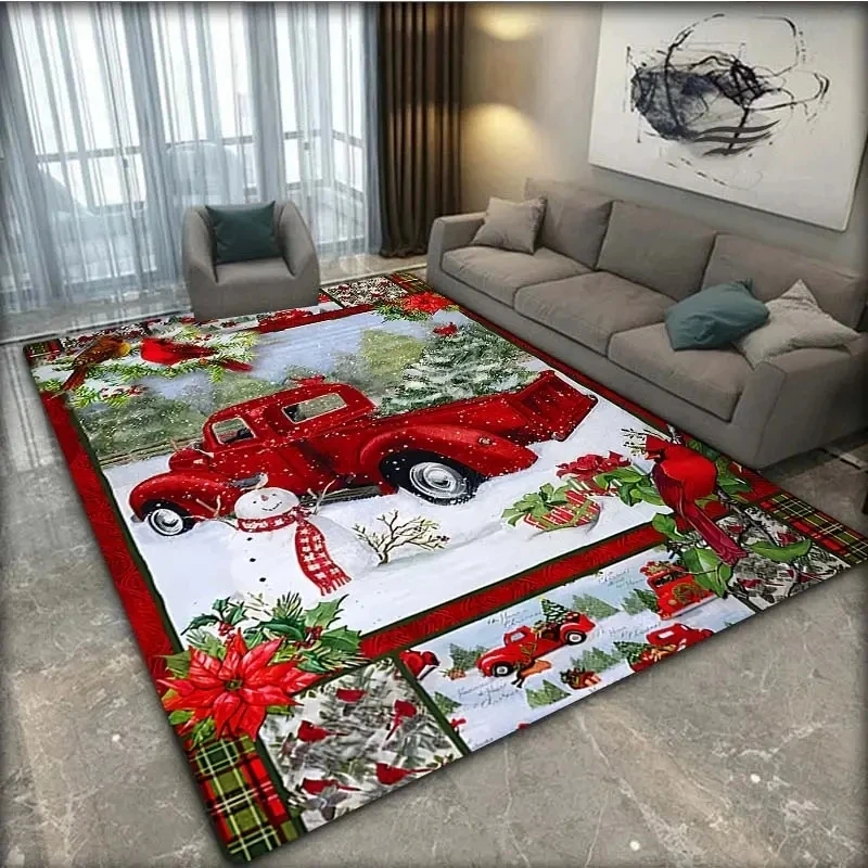 

1 Santa Claus Truck Foot Rug Non Slip and Durable Door Mat and Charming Christmas Element Decoration for Living Room Carpet