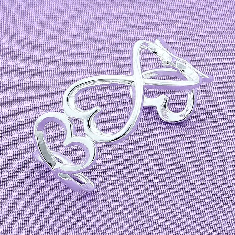 

925 Sterling Silver Hollow To Heart Open Bangle Bracelet For Women Wedding Engagement Party Fashion Charm Jewelry