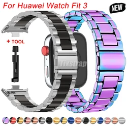 Metal Watch Bracelet Strap for Huawei Watch Fit 3 Smartwatch Stainless Steel Band for Huawei Watch Fit3 Metal Correa Wristband