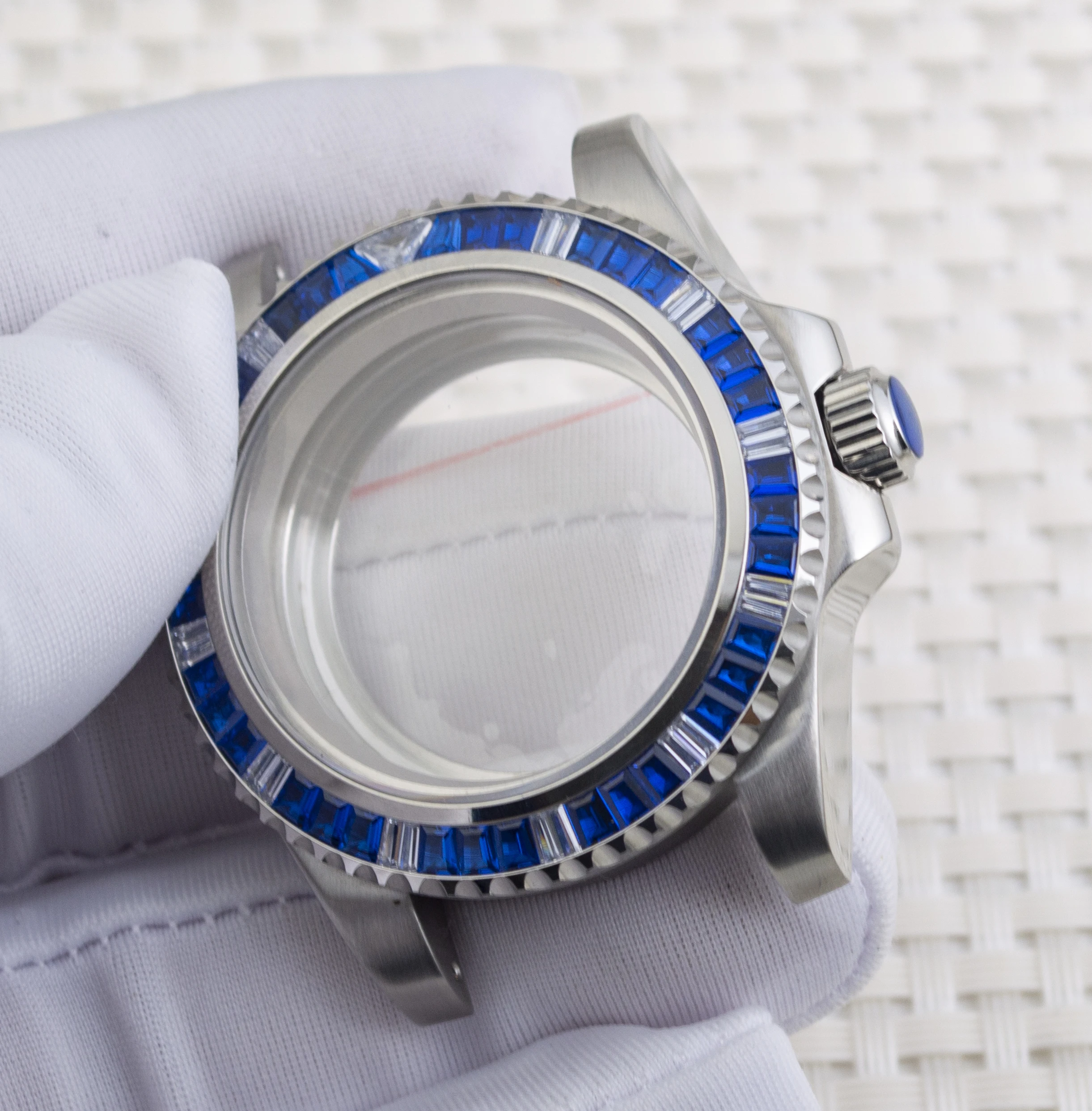 

40mm Sapphire Glass Case Diamonds Watch Case NH35 Case Stainless Steel Fit NH34 NH35 NH36 Movement SUB Case 10ATM Waterproof