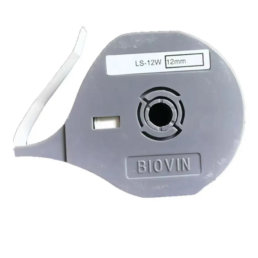 BIOVIN 12mm White Original Label Tapes Cassette LS-12W For Electronic Lettering Machine Ferrule Printing Machine S650, S700E, S7