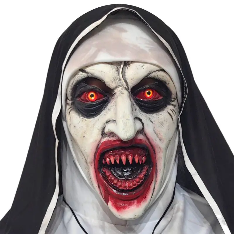 2023 Latest Halloween Horror Latex Mask Bloody Horror Demon Mask Full Head Realistic Nun Masquerade Play Costume Party