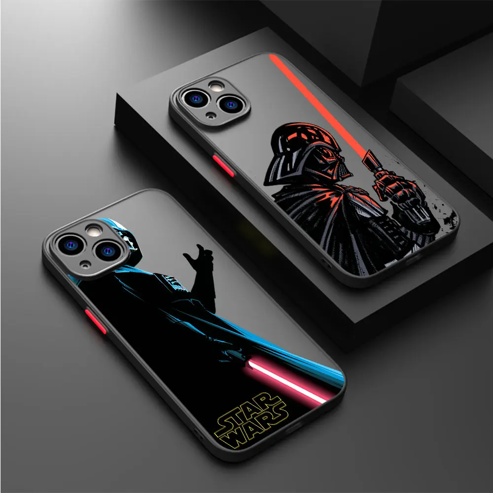 Case for Apple iPhone 11 14 15 Pro Max 13 12 Mini 7 8 Plus XR X 6 6S XS SE Phone Cover Black Matte Funda Disney Cool Star Wars