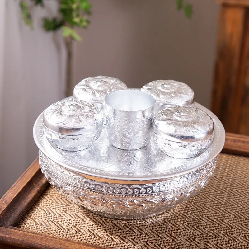 Aluminum tea tray Thai dry brewing table tea tray, Chinese retro kung fu tea set