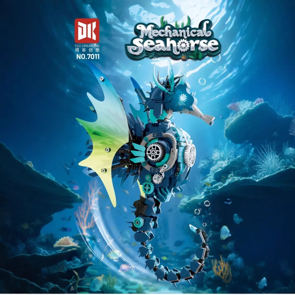 DeKe 1003PCS Mechanical Seahorse Building Blocks Movable Joints  Educational Construction Toy Desktop Decoration Gift For Kid