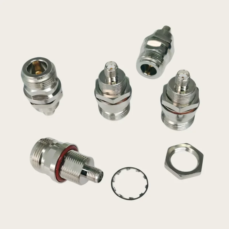 1pcs/LOT  Adapter N female to SMA female nut with nut fixed waterproof aluminum shell RF connector