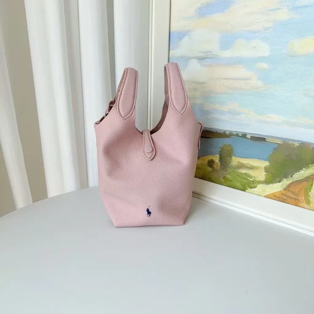 حقيبة سلة صغيرة جديدة من جلد البقر الليتشي الحبوب حقيبة يد Y2K كتف قطري محمول