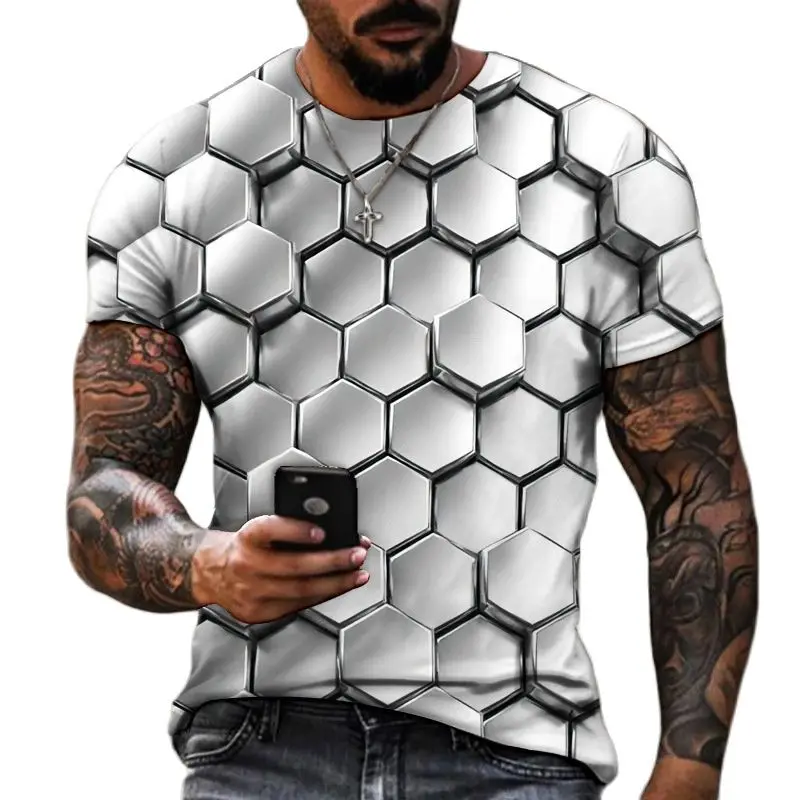 Men's 3D Fashion Hip Hop T-Shirt Long Sleeve Henry Collar Ultra Slim Fit Short Sleeve Option a Youthful Trend Autumn 2023