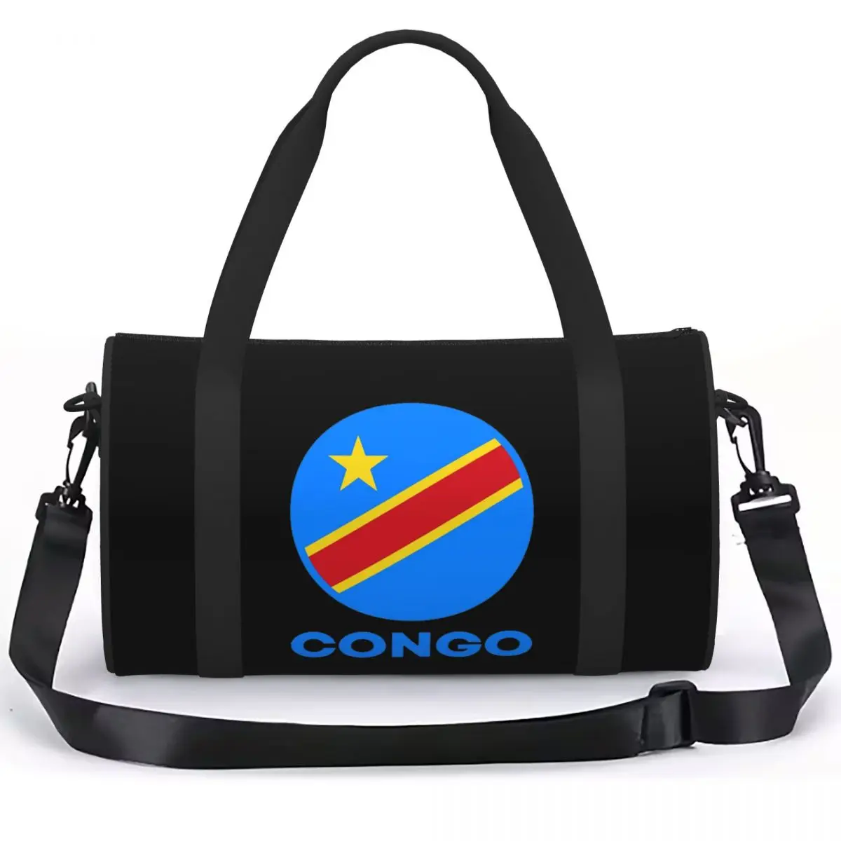 Flag Of Congo Kinshasa Flag Of Zaire Luggage Bag Large Capacity Duffle Tote Bag Handbags Gym Bags Fitness Bag for Boys Girls