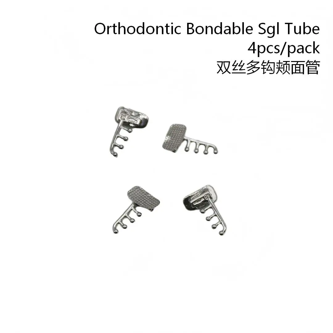1Pack 4pcs Dental Orthodontic Bondable Sgl Tube with auxiliary hole & Multifunctional hook 022 1st Molar Bondable Brackets