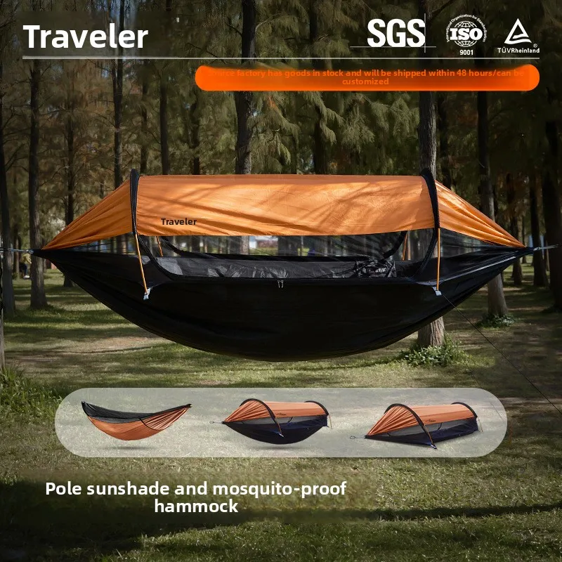 

Travel Hammock Anti tip Design with Mosquito Net Sun Canopy Single Double Size Outdoor Hammock for Backpacking Camping