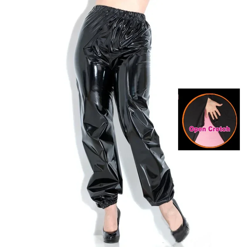 Pantaloni Harlan in pelle Pantaloni con apertura sul cavallo Specchio Nuovo allentato Casual Street Hip-hop Abbigliamento da donna Palla Outdoor Comodo Croce