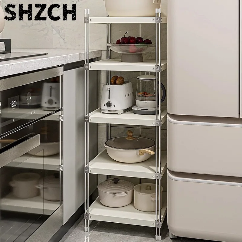 Multi-Layer Stainless Steel Pot Rack Corner Storage Shelf Space-Saving Kitchen Organizer