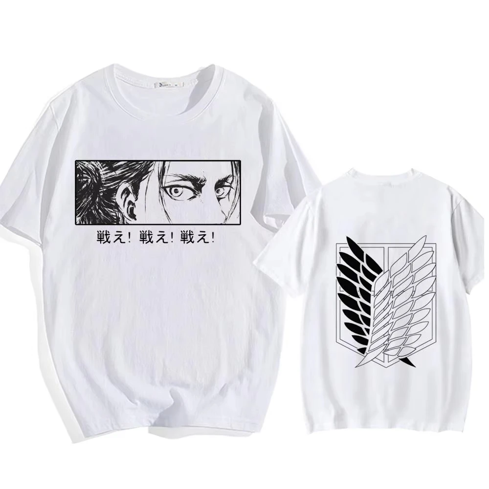 Attack on Titan Streetwear Men's T Shirt Eren Yeager Shingeki No Kyojin Anime 2026 Summer Women Tops Tees Casual High Quality