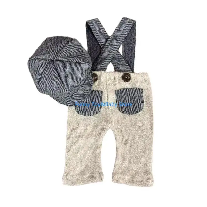 

C90b 2pcs/Set Новорожденные фотосессии реквизиты удобные брюки для ремней с шляпой, детская фотография наряды Studio Photo
