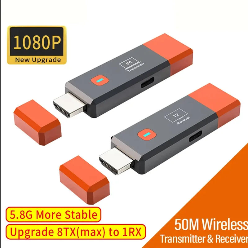 

50M Wireless Video Transmitter Receiver HDMI-Compatible Extender TV Stick Screen Mirror Adapter Switch DVD PC To TV Projector