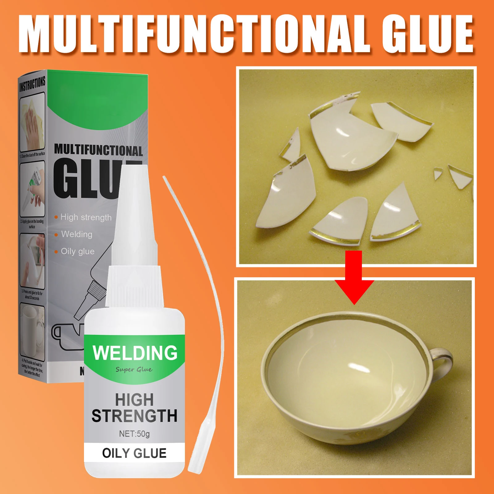 Welding High Strength Oily Glue Universal Superglue Mighty Instant Glue for Resin Ceramic Metal Glass