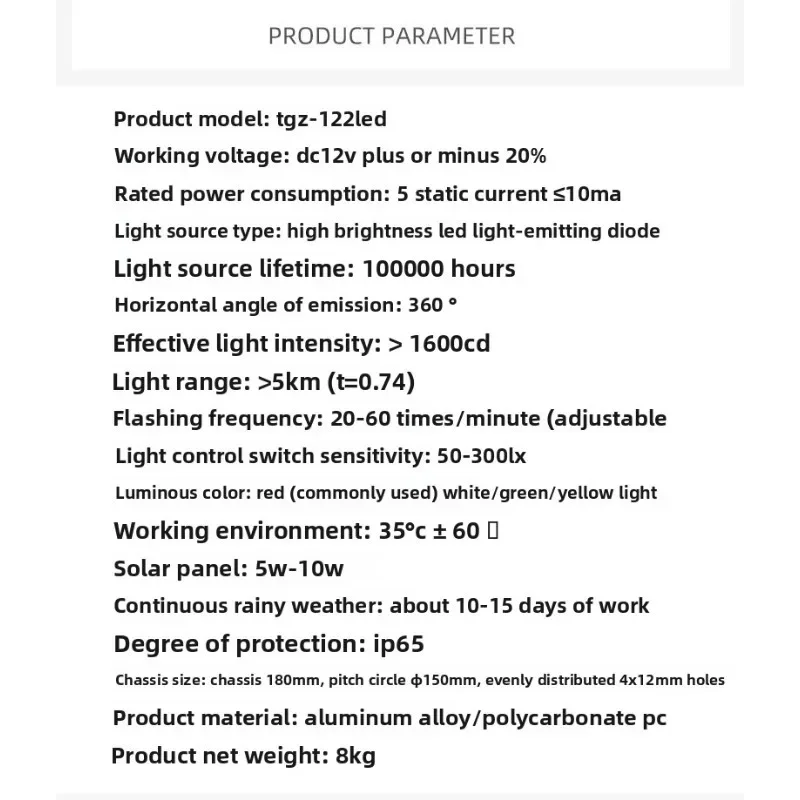 IP65 Aviation Obstruction Light Solar TGZ-122LED Beacon Light High-Rise Signal Tower Bridge und Culvert Chimney Warning Light