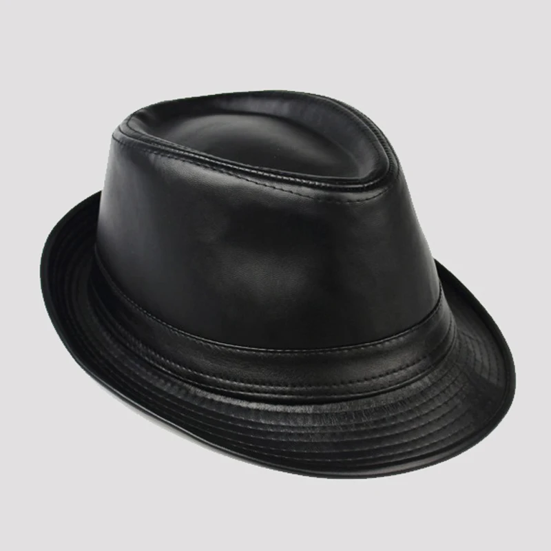 2022 Genuine Leather Wide Brim Stetson Fedoras British Hats For Men/Women Gentman Black 55-62cm Fitted Jazz Hip-Pop Gorras