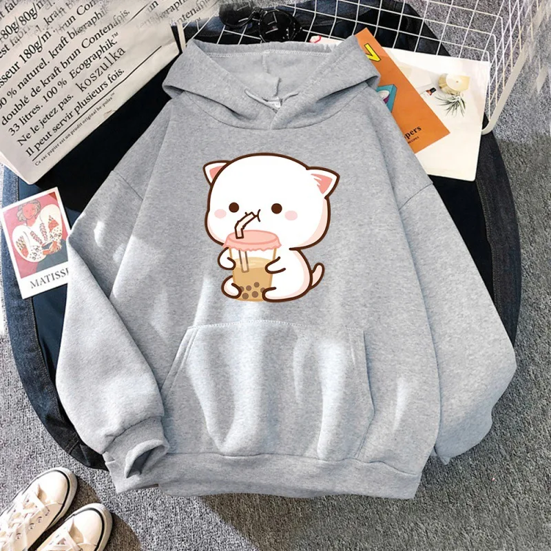 Kawaii Buu Dudu พิมพ์ลายการ์ตูนฤดูหนาวเสื้อผ้าผู้หญิงฮาราจูกุแขนยาว hoodie ลำลอง Y2k เสื้อกันหนาวชุดวอร์มผู้ชาย