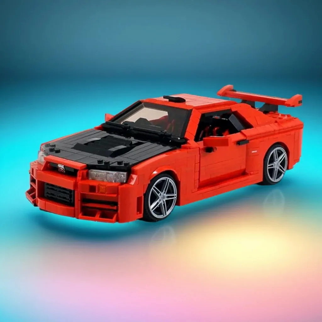 

1513 Pcs Nissanes Skyline GT-R R34 JDM Sports Car Custom MOC Creation Building BlocksToys Gift