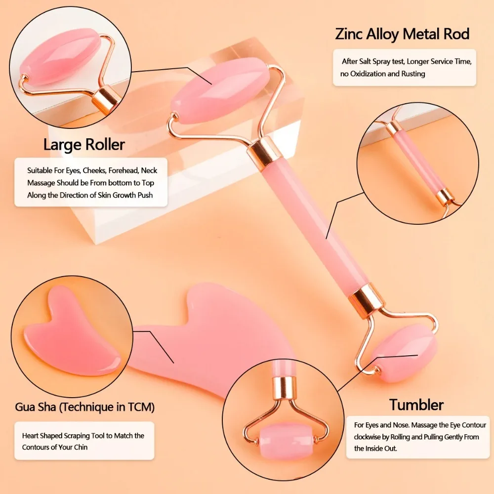 2 ชิ้นเรซิ่นลูกกลิ้งนวดหน้า Guasha ชุดเครื่องนวดหน้าความงามขูด Face Roller ยกคอ Body Skin Care เครื่องมือ