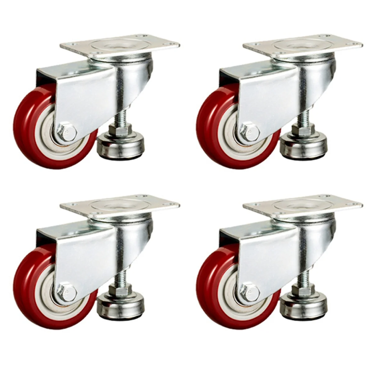 

2 inch Leveling Plate Caster Wheels with Adjustable Anti-Vibration Leveling Foot Pad Heavy Duty Casters