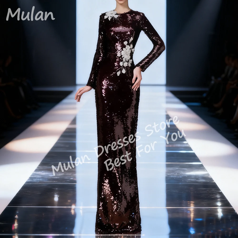 

Новые блестящие длинные вечерние платья по индивидуальному заказу для особых случаев с блестками и круглым вырезом длиной до пола, женское праздничное платье для выпускного вечера 2025