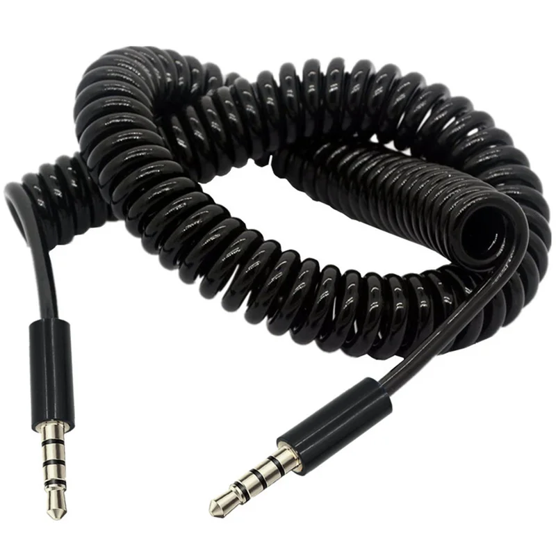 1m 3m 3.5mm Male To Male  Jack 4 Pole Male to Female Extension Aux Audio Spring Spiral Coiled Cable