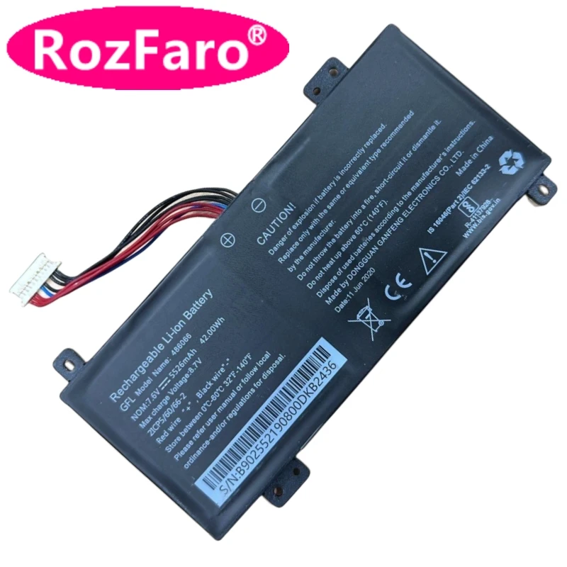 

RozFaro 486066 2ICP5/60/66-2 Laptop Battery 7.6V 42Wh 5526mAh For Coby NBPC1958 14inch Notebook PC