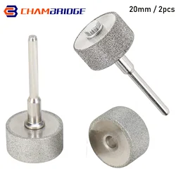 2pcs 20mm Diamond Sanding Bits Mini Grinding Wheel Woodworking Metal Stone Grinding Abrasive Tool for Dremel Rotary Tool