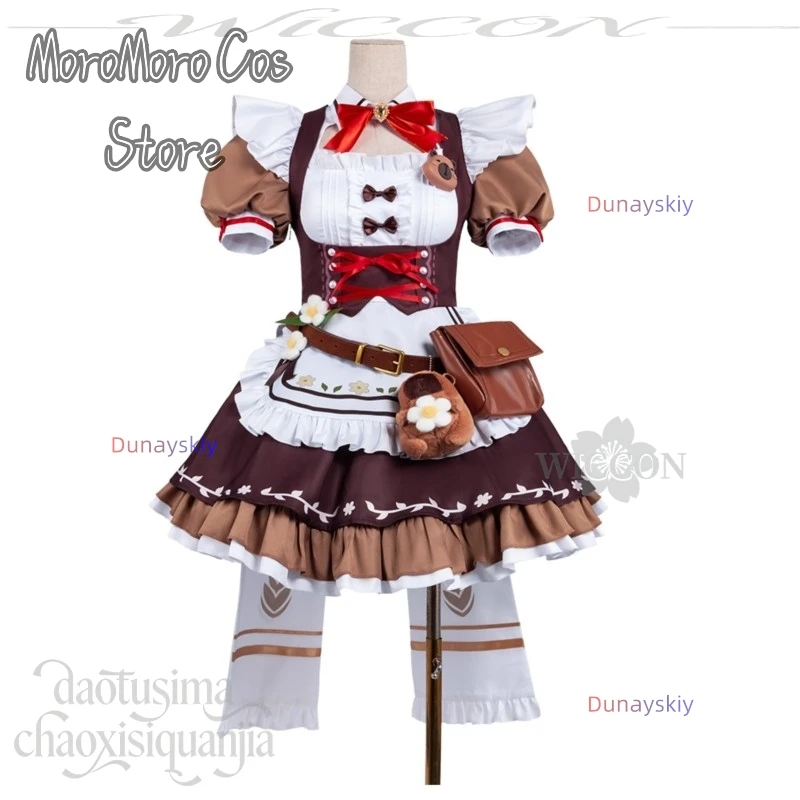 Dunayskiy Wuthering Waves Cafe Cosplay Chisa 띵조카페:기억이머무는곳 코스프레 Kawaii Capybara Furry Brown Maid Dress Sweet Lolita Christmas - view 6