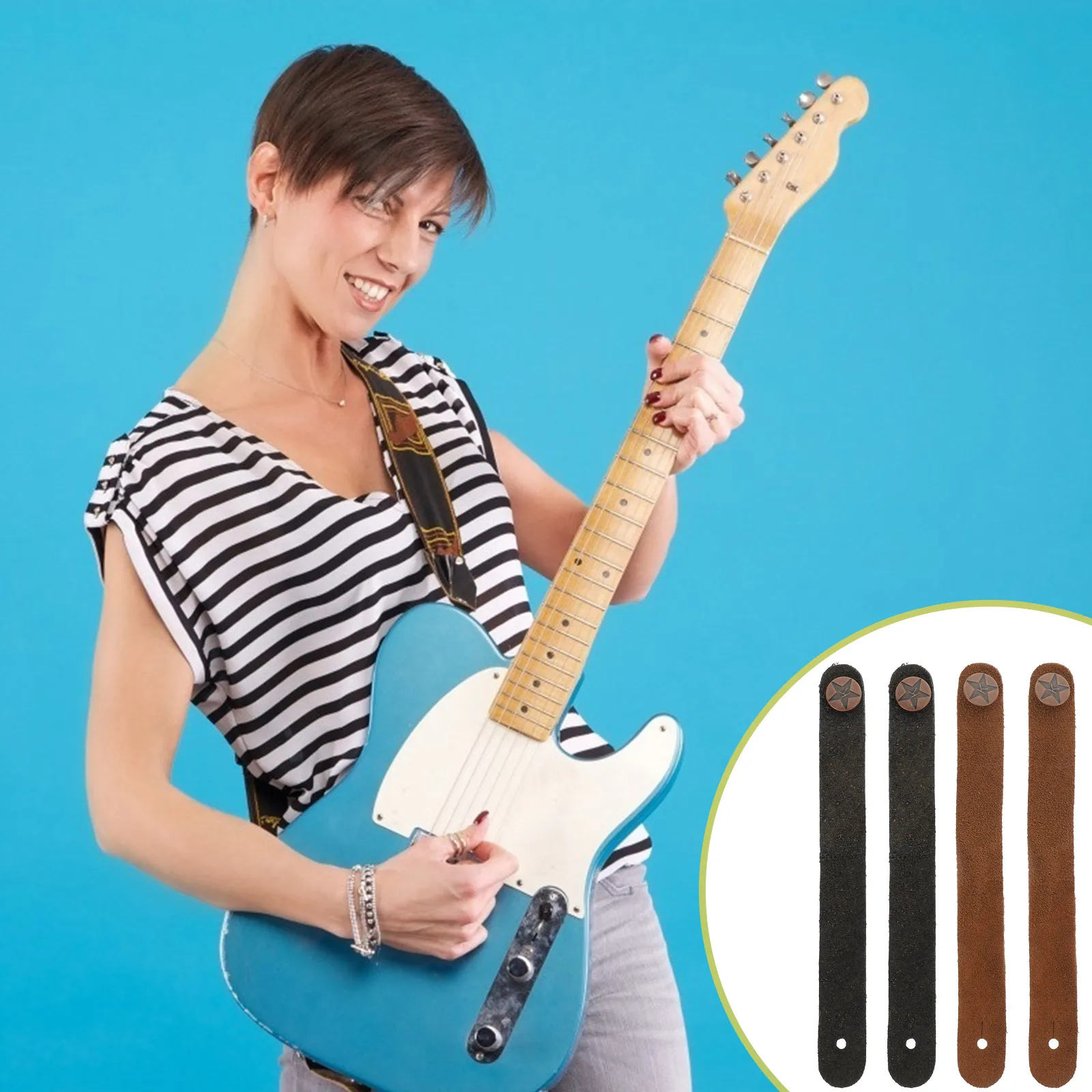 

4 pcs Guitar Headband Neck Strap Button Locks Acoustic Electric Bass Ukulele Banjo Secure Connection Accessories