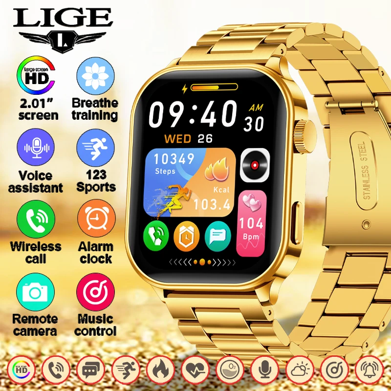 

LIGE New Men Smart Watch Bluetooth Call Sleep Heart Rate Health Monitor Outdoor Waterproof Sports Man Smartwatch For Android IOS