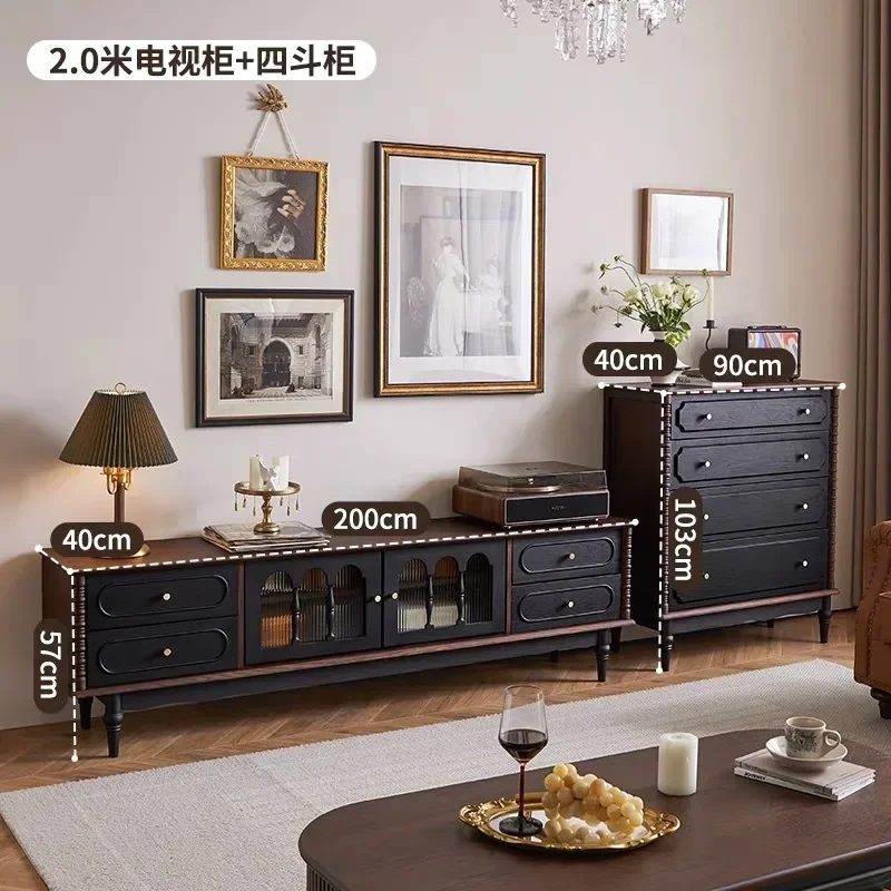 アメリカ産無垢材、収納キャビネット家具