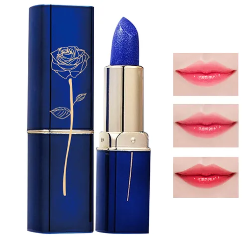 Imagen 2 del producto Bálsamo labial que cambia de Color azul, hidratante impermeable de larga duración, cambio de temperatura, maquillaje de labios, 1 ud.