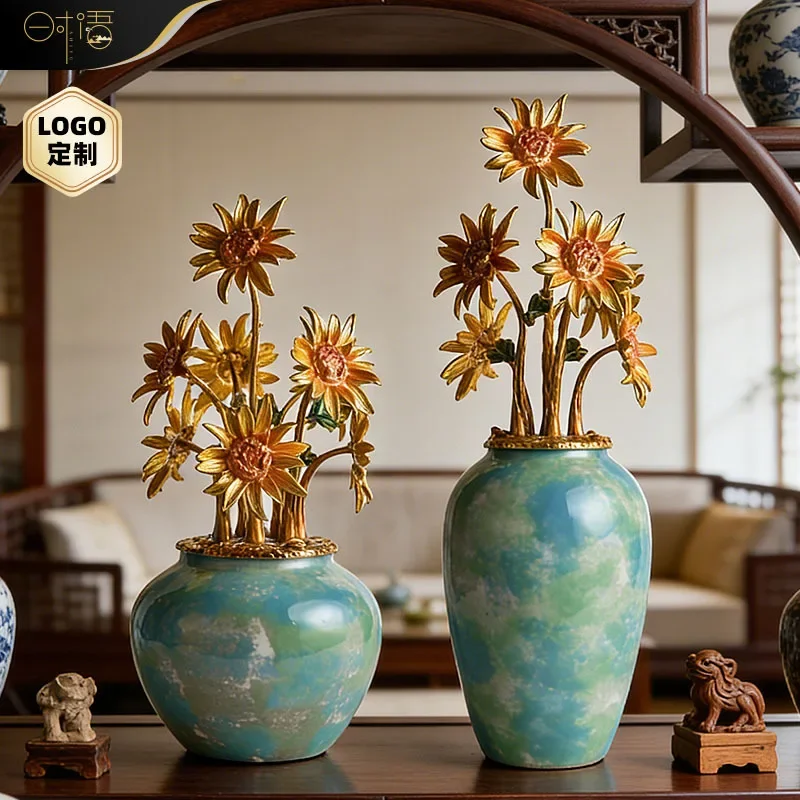 DSA Sunflower Enamel Ornament Wedding Festival Decoration Home Living Room Premium Dining Table Living Room Vase Ornament