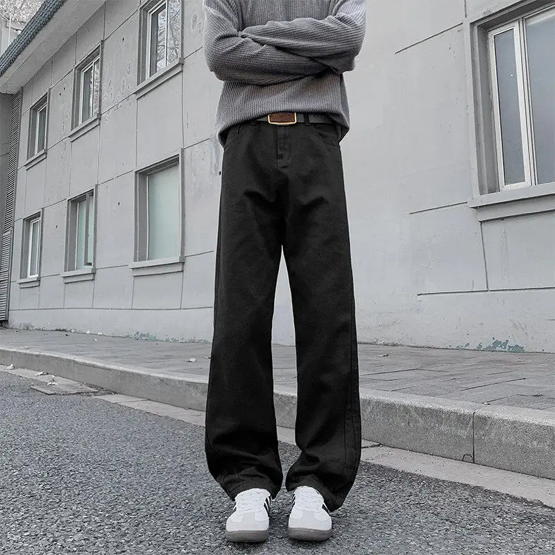 

Cleanfit American High Street Men's Bell Bot Jeans Retro Versatile Slimming Long Pants Khaki Color Knife Youth Faion