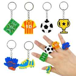 6Pcs Football Theme Party Favors Soccer Trophy Keychains Soccer Ball Ring Toy For Boy Girl Birthday Party Gift Pinata Goodie Bag