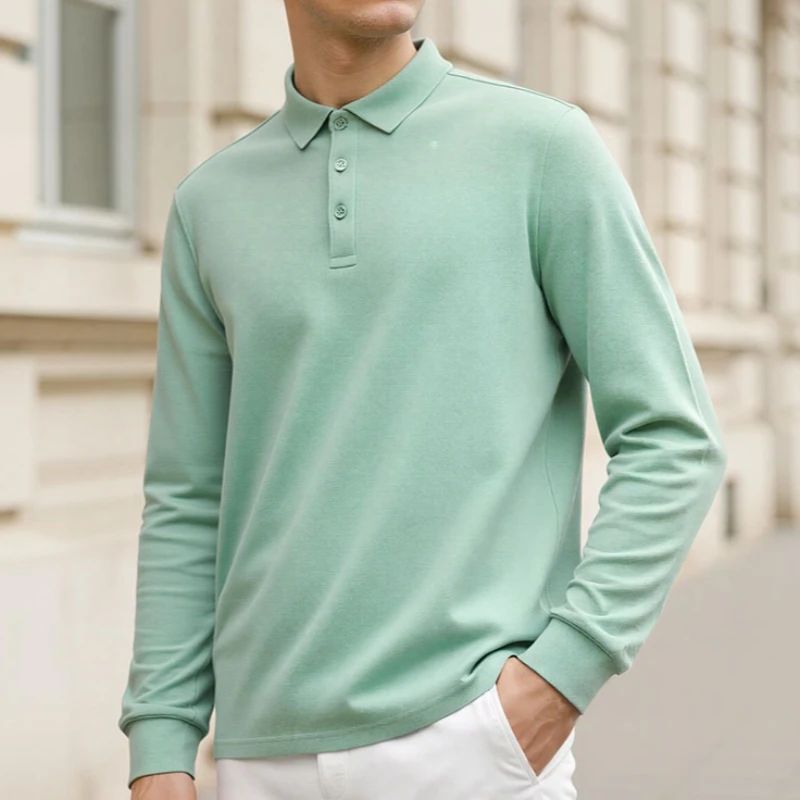 Chemises Polo Homme Manches Longues Automne 2026 – Col Rabattu Respirant de Haute Qualité – Haut Décontracté pour le Travail et le Golf