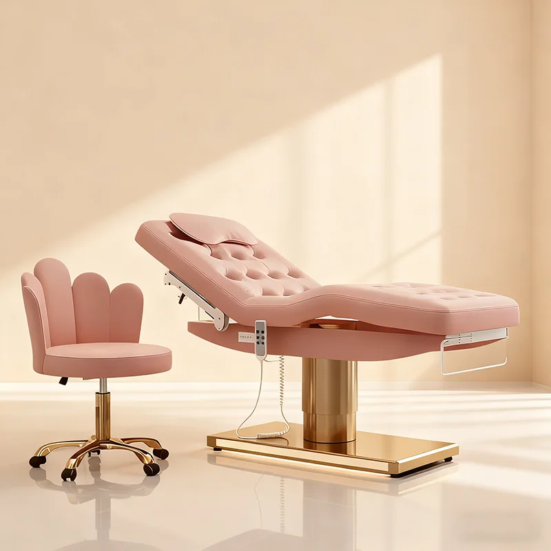 High Quality Salon Furniture pink Esthetic Facial Spa Massage Table 3 Motor Electric Lash Chair Recliner Beauty Bed