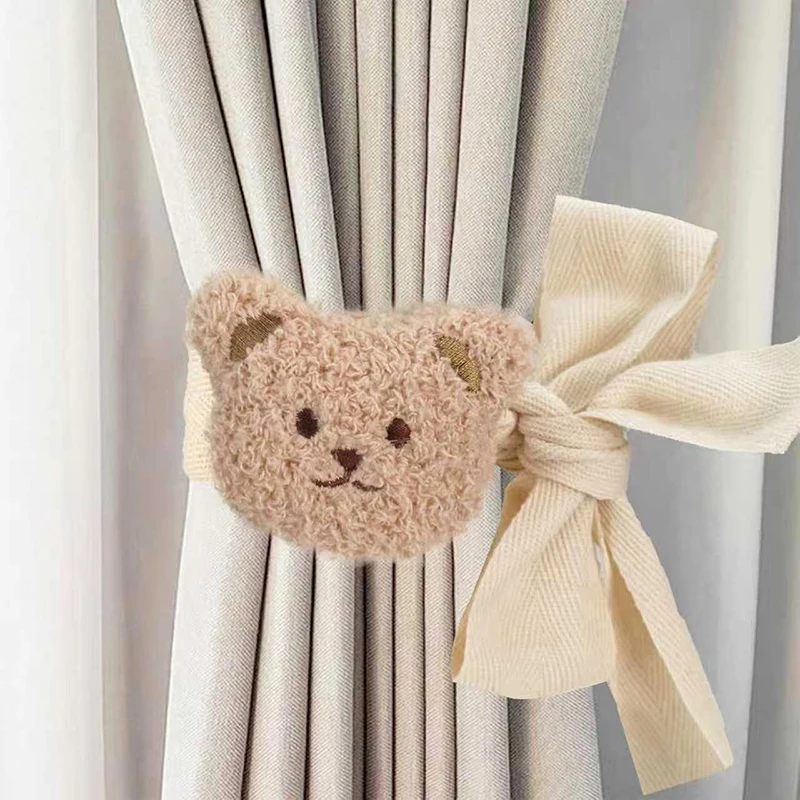 1/2pcs Cartoon Bear Curtain Binding Strap Tie Hanging Buckle Tie Kids Room Curtain Tie Rope Home Decoration - view 5