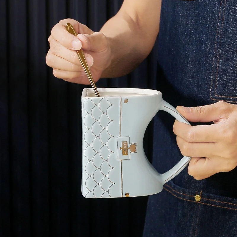 Ceramic Coffee Cup, Abstract Hand-held Afternoon Tea Cup, Art Handbag, Breakfast Cup, Birthday Gift, New Style