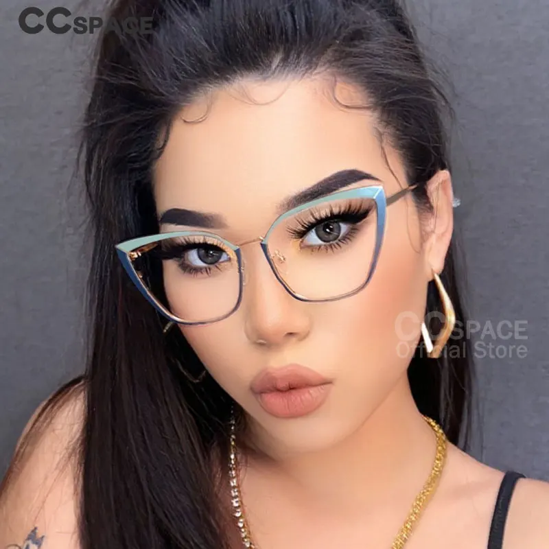 Luxury Brands Glasses Metal Glasses Frames Women Anti Blue Light Computer Glasses Prescription Glasses 48104