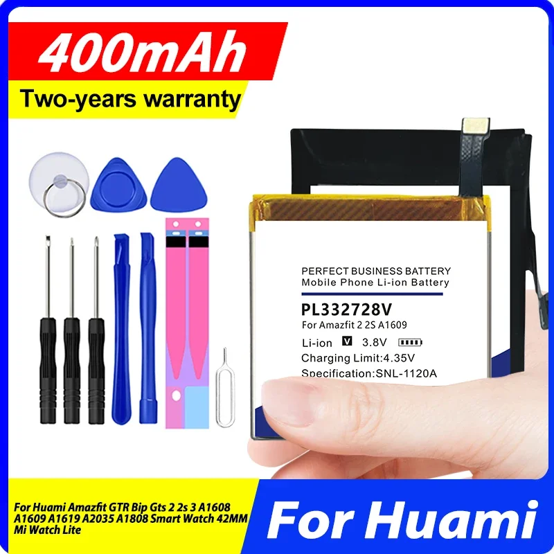 HT481822H PL412120H Battery For Huami Amazfit GTR Bip Gts 2 2s 3 A1608 A1609 A1619 A2035 A1808 Smart Watch 42MM，Mi Watch Lite