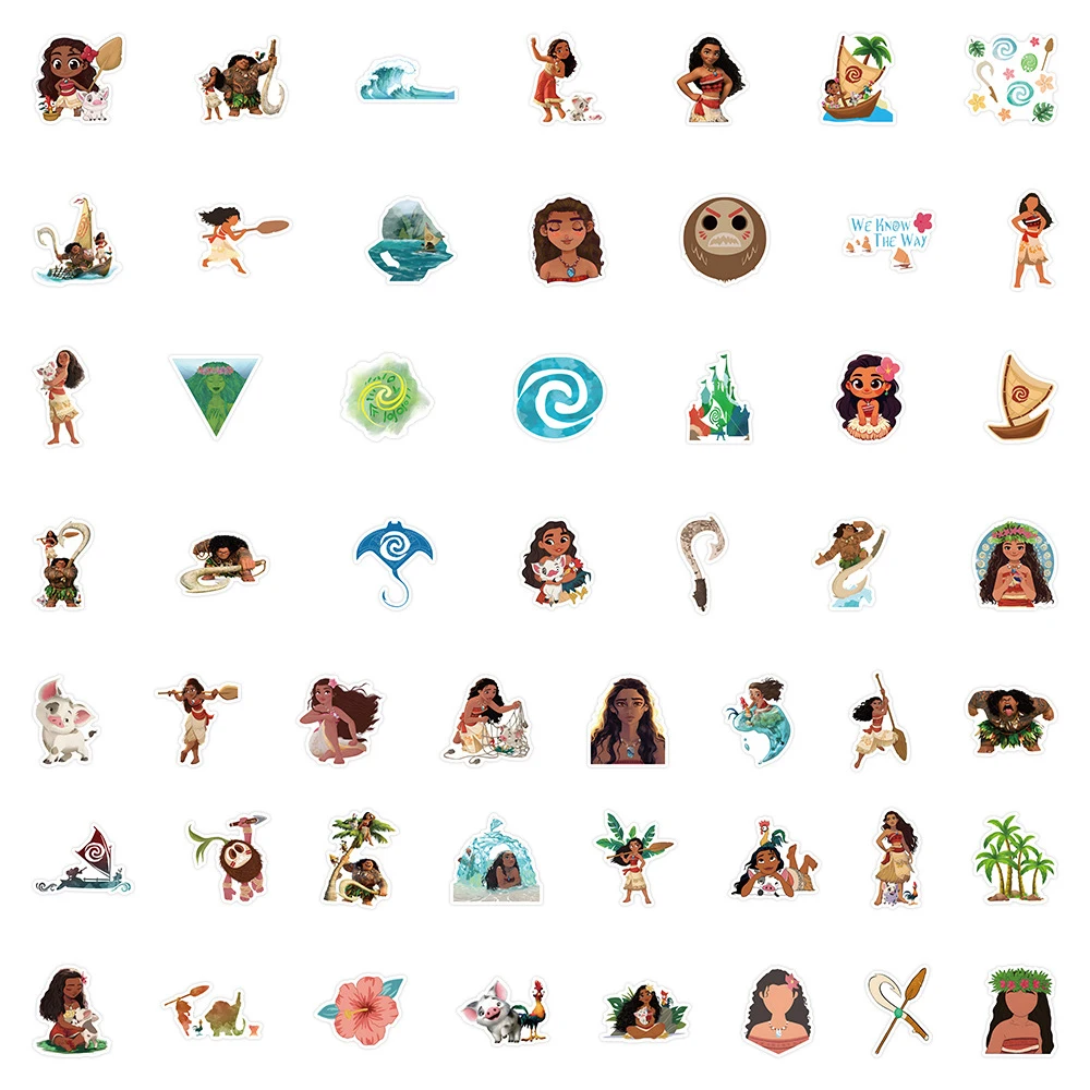 10/30/50/100 pçs disney bonito moana anime adesivos dos desenhos animados decalques diy scrapbook mala portátil decoração do carro adesivo diversão fot brinquedo
