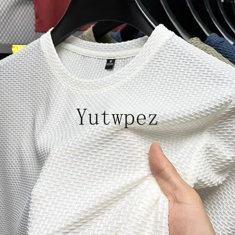 Herren Lauf-T-Shirt Kurzarm Mesh Bambus Eisseide T-Shirt Lässiges Vielseitiges Sommer Elastisches Schlankmachendes Oberteil T-Shirts Leichtgewicht – Detail 7