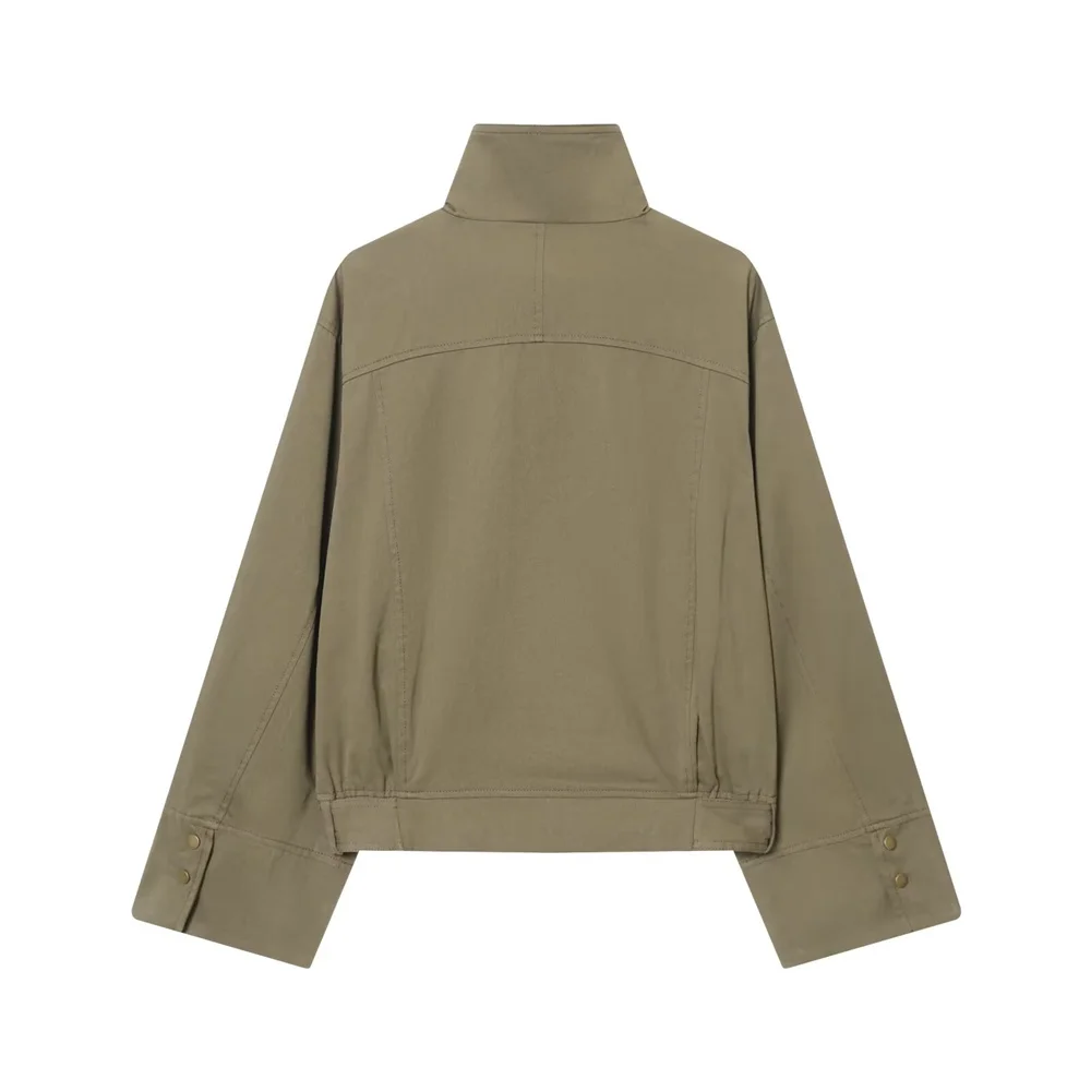 خريف جديد أزياء المرأة عارضة تنوعا حزام الديكور نسخة قصيرة سترة واقية عالية الرقبة #2