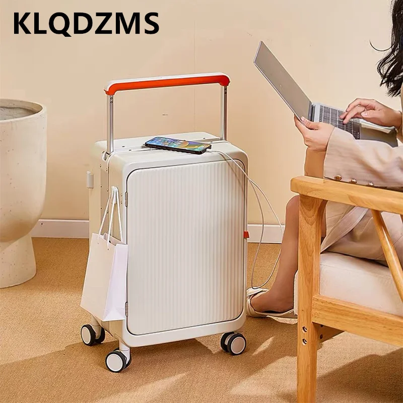 

Чемодан KLQDZMS 20 дюймов для ручной клади, 25 дюймов, с USB-зарядкой, многофункциональный, на колесиках, высококачественный, с алюминиевой рамой